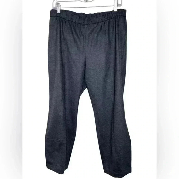 Eileen Fisher Women tapered Ankle Pant Wool Smoke Crepe F16SFT Elastic Waist - Picture 1 of 11